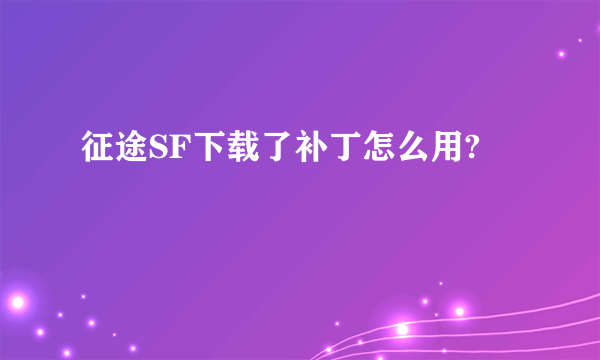 征途SF下载了补丁怎么用?