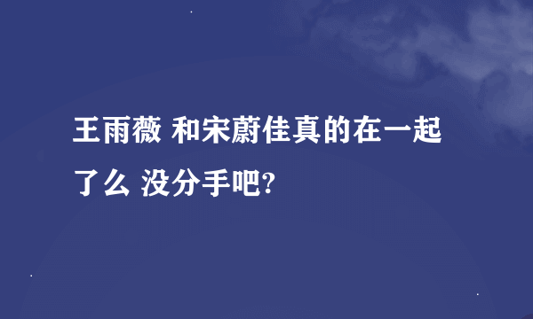 王雨薇 和宋蔚佳真的在一起了么 没分手吧?