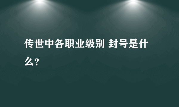 传世中各职业级别 封号是什么？