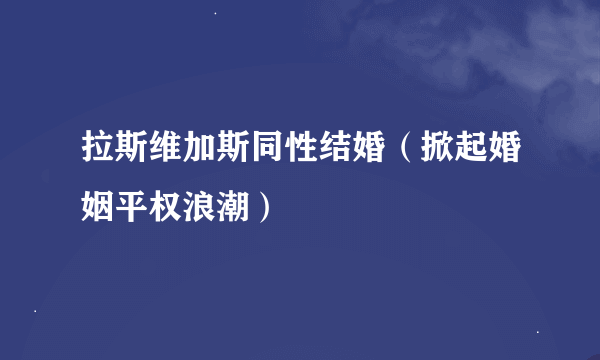 拉斯维加斯同性结婚（掀起婚姻平权浪潮）