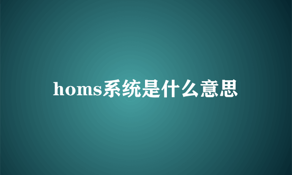 homs系统是什么意思