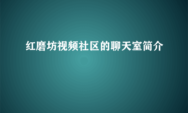 红磨坊视频社区的聊天室简介