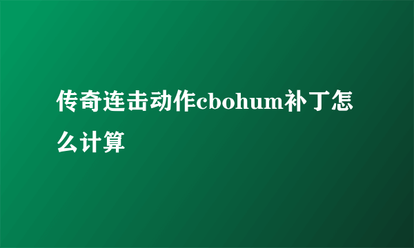 传奇连击动作cbohum补丁怎么计算