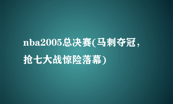 nba2005总决赛(马刺夺冠，抢七大战惊险落幕)