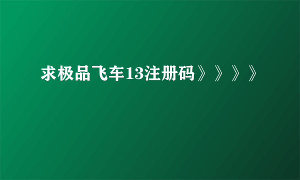 求极品飞车13注册码》》》》