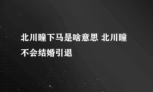 北川瞳下马是啥意思 北川瞳不会结婚引退