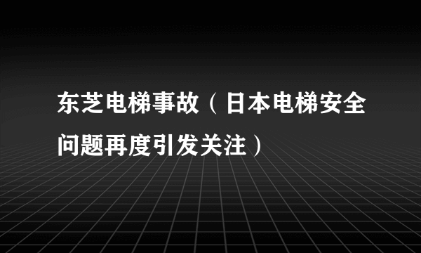 东芝电梯事故（日本电梯安全问题再度引发关注）