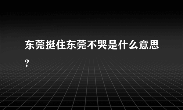 东莞挺住东莞不哭是什么意思?