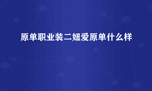 原单职业装二妞爱原单什么样