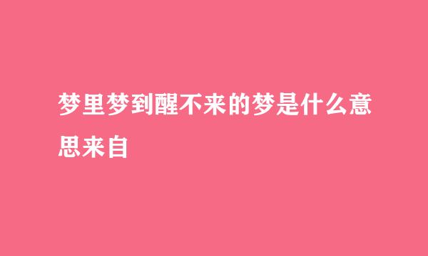 梦里梦到醒不来的梦是什么意思来自