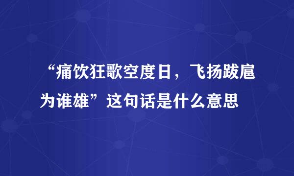 “痛饮狂歌空度日，飞扬跋扈为谁雄”这句话是什么意思