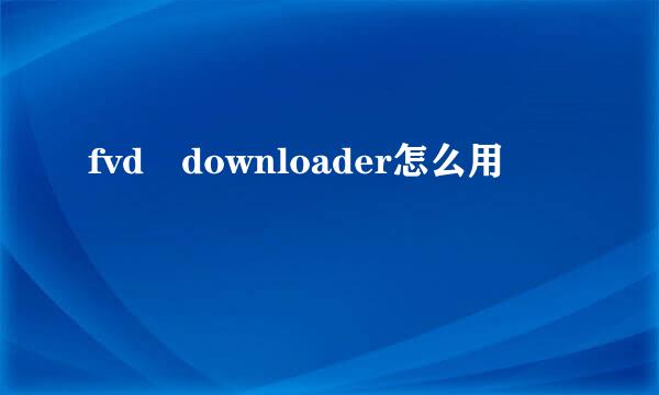 fvd downloader怎么用