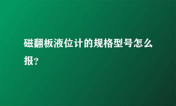 磁翻板液位计的规格型号怎么报？