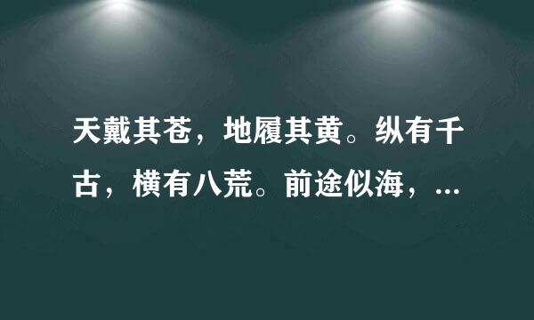 天戴其苍，地履其黄。纵有千古，横有八荒。前途似海，来日方长。怎么解释啊？