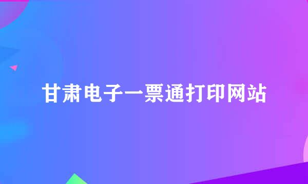 甘肃电子一票通打印网站