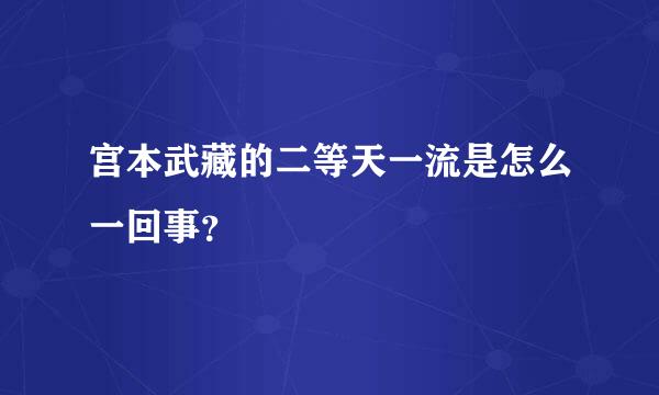 宫本武藏的二等天一流是怎么一回事？