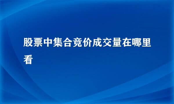 股票中集合竞价成交量在哪里看