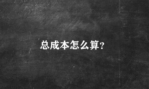 总成本怎么算？