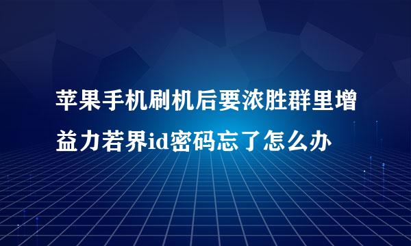 苹果手机刷机后要浓胜群里增益力若界id密码忘了怎么办