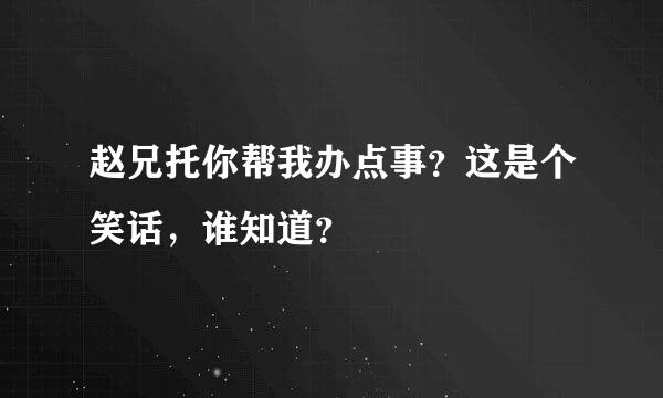 赵兄托你帮我办点事？这是个笑话，谁知道？