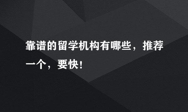 靠谱的留学机构有哪些，推荐一个，要快！