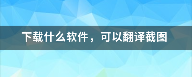 下载什么软件，可以翻译截图