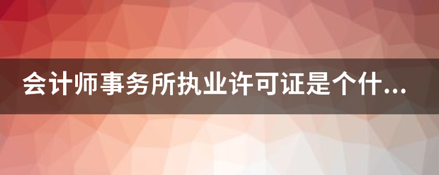 会计师事务所执业许可证是个什么东西，营业执照吗？