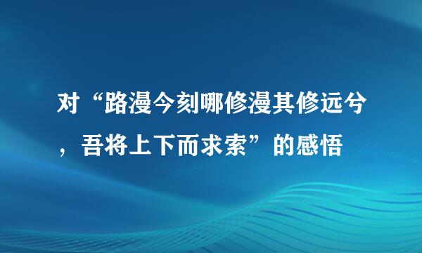 对“路漫今刻哪修漫其修远兮，吾将上下而求索”的感悟