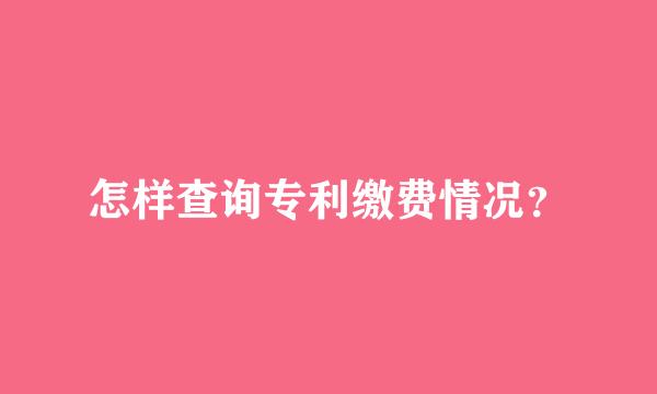 怎样查询专利缴费情况？