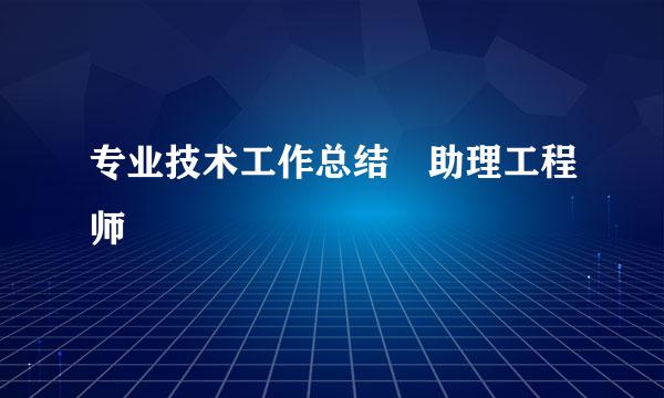 专业技术工作总结 助理工程师