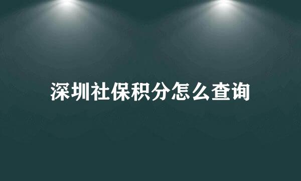 深圳社保积分怎么查询