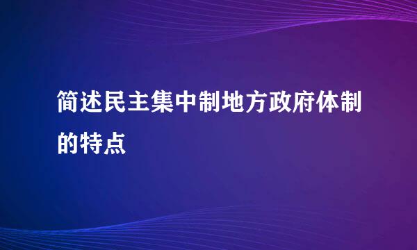 简述民主集中制地方政府体制的特点