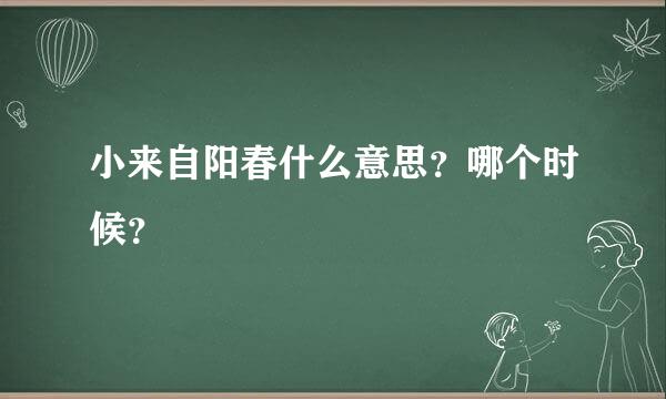 小来自阳春什么意思？哪个时候？