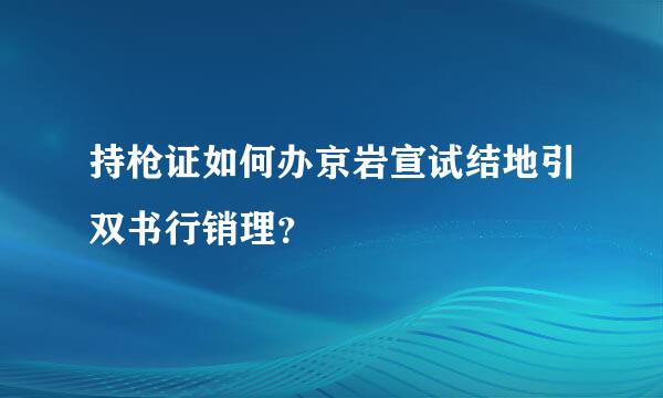 持枪证如何办京岩宣试结地引双书行销理？