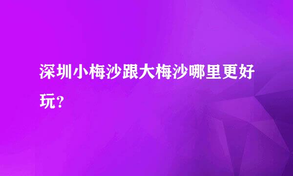 深圳小梅沙跟大梅沙哪里更好玩？