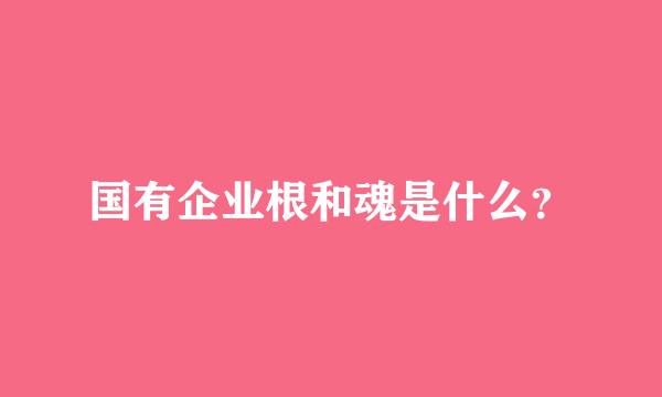 国有企业根和魂是什么？