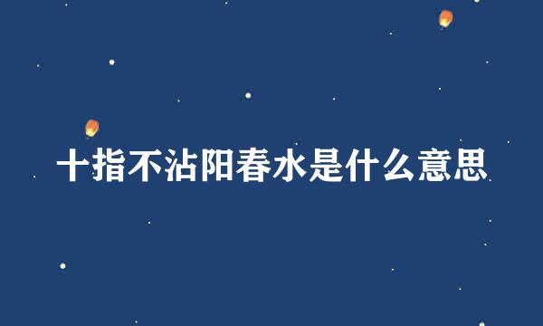 十指不沾阳春水是什么意思