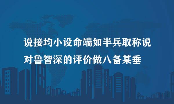 说接均小设命端如半兵取称说对鲁智深的评价做八备某垂