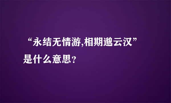 “永结无情游,相期邈云汉”是什么意思？