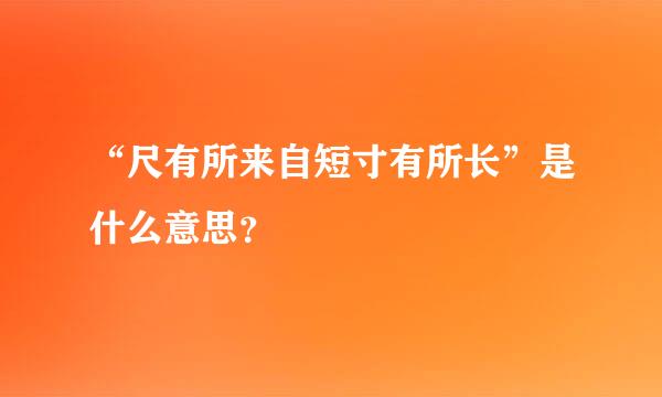 “尺有所来自短寸有所长”是什么意思？