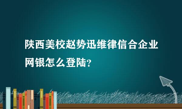 陕西美校赵势迅维律信合企业网银怎么登陆？