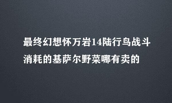 最终幻想怀万岩14陆行鸟战斗消耗的基萨尔野菜哪有卖的