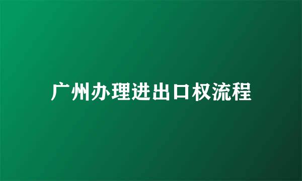 广州办理进出口权流程