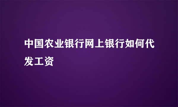 中国农业银行网上银行如何代发工资