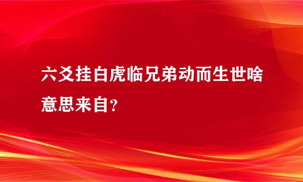 六爻挂白虎临兄弟动而生世啥意思来自？