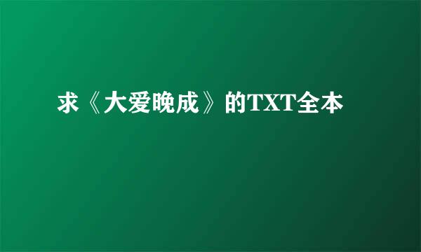 求《大爱晚成》的TXT全本