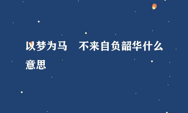 以梦为马 不来自负韶华什么意思