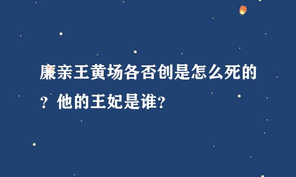 廉亲王黄场各否创是怎么死的？他的王妃是谁？