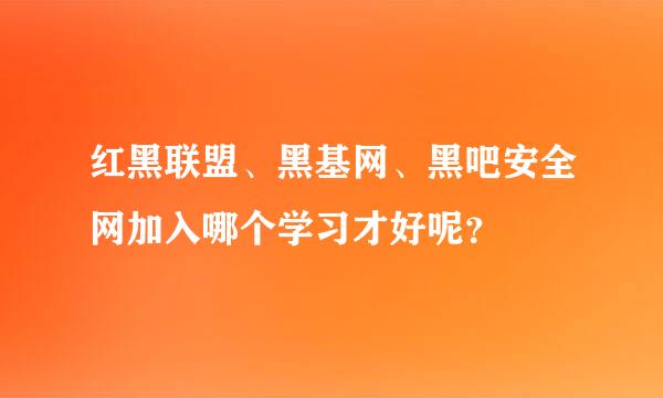 红黑联盟、黑基网、黑吧安全网加入哪个学习才好呢？