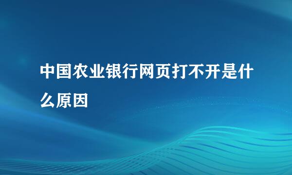 中国农业银行网页打不开是什么原因